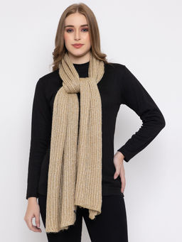 513 - Women Camel Self Textured Soft Acrylic Muffler