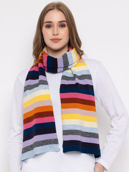 513 - Women Soft Acrylic Knitted Striped Muffler