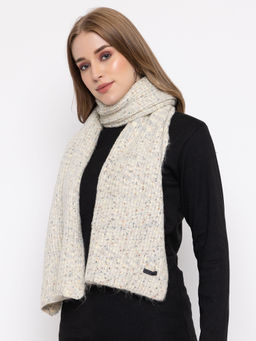 513 - Women Beige Self Textured Soft Acrylic Muffler