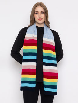 513 - Women Soft Acrylic Knitted Striped Muffler