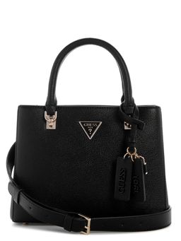 Guess - Black Textured Noelle Small Satchel Bag With Detachable Strap