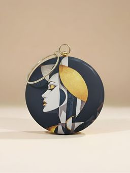 ARTKLIM - Golden Eclipse Woman Round Printed Clutch