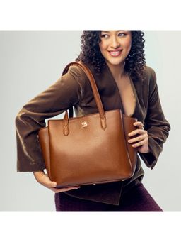 Strokes by Namrata Mehta - Mocha Elegance Cresta Tote Bag with Detachable Strap (M)