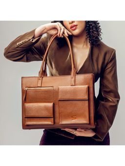 Strokes by Namrata Mehta - Mocha Elegance Maison Elan Tote Bag with Detachable Strap (L)