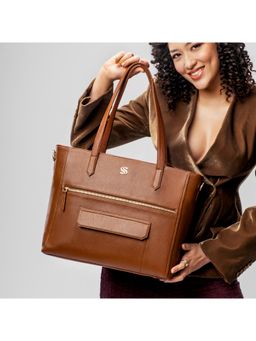 Strokes by Namrata Mehta - Mocha Elegance Aurea Tote Bag with Detachable Strap (L)