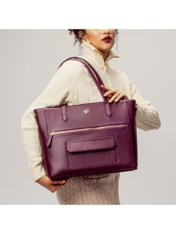 Strokes by Namrata Mehta - Burgundy Belle Cresta Tote Bag with Detachable Strap (L)