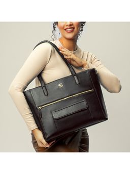 Strokes by Namrata Mehta - Charcoal Chic Aurea Tote Bag with Detachable Strap (L)