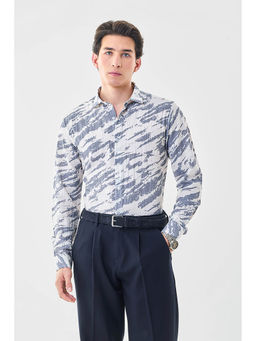 Snitch - Men White Full Sleeves Slim Casual Shirt