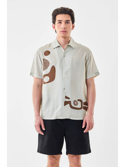 Snitch - Men Light Beige Half Sleeves Regular Casual Shirt