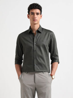 Arrow Newyork - Men Green Satin Manhattan Slim Fit Shirt