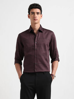 Arrow Newyork - Men Wine Satin Manhattan Slim Fit Shirt