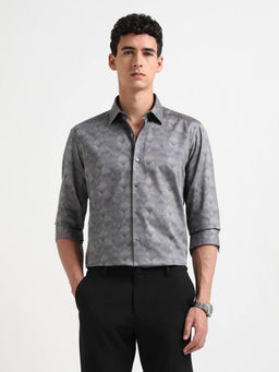 Arrow Newyork - Men Grey Satin Manhattan Slim Fit Shirt
