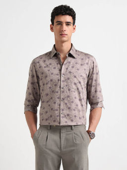 Arrow Newyork - Men Brown Floral Printed Manhattan Slim Fit Shirt