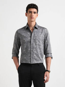 Arrow Newyork - Men Grey Satin Manhattan Slim Fit Shirt