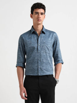 Arrow Newyork - Men Blue Satin Manhattan Slim Fit Shirt