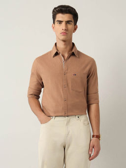 AD By Arvind - Men Brown Modern Slim Fit Solid Shirt