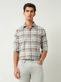 AD By Arvind - Men Green Modern Slim Fit Tartan Checked Shirt