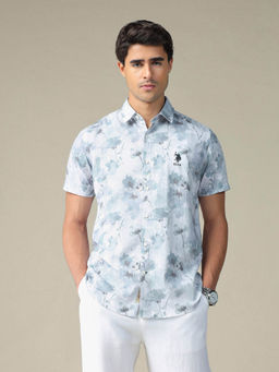 U.S. Polo Assn. Denim Co. - Men Blue Floral Printed Pure Cotton Shirt