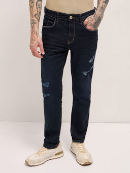 The Bear House - Blue Solid Slim Fit Jeans