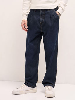 The Bear House - Blue Solid Loose Fit Jeans