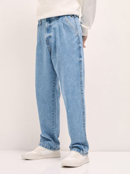 The Bear House - Blue Solid Loose Fit Jeans