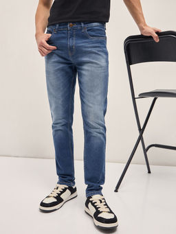 The Bear House - Blue Solid Slim Fit Jeans