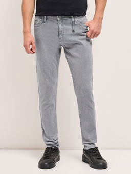 The Bear House - Grey Solid Skinny Fit Jeans