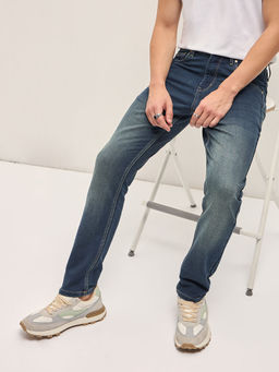 The Bear House - Blue Solid Slim Fit Jeans