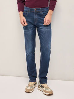 The Bear House - Navy Blue Solid Slim Fit Jeans