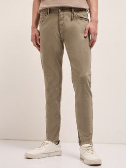 The Bear House - Beige Solid Skinny Fit Jeans