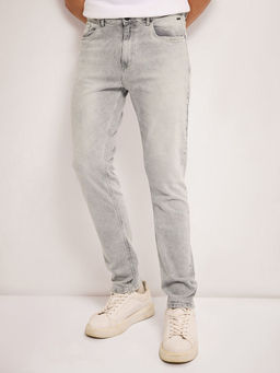 The Bear House - Grey Solid Slim Fit Jeans