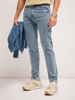 The Bear House - Blue Solid Slim Fit Jeans