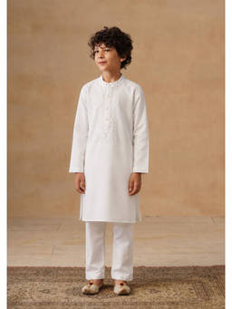 House of Chikankari - Boy'S White Cotton Chikankari Kurta with Pant