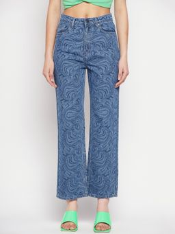Madame - Blue Printed Jeans