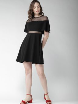 Twenty Dresses by Nykaa Fashion - Black Solid High Neck Mini Dress