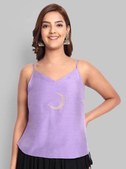Mera Rang - Mouve Cotton Silk Embroidery Top