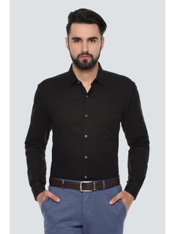 Louis Philippe - Men Black Solid Full Sleeves Shirt