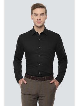 Louis Philippe - Men Black Textured Full Sleeves Shirt