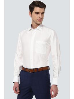 Louis Philippe - Men White Classic Fit Textured Full Sleeves Shirt