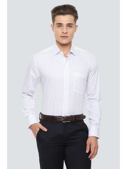 Louis Philippe - Men White Stripe Full Sleeves Shirt