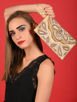 Odette - Beige Embellished Clutch