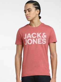 Jack & Jones - Red Logo Print Crew Neck T-shirt