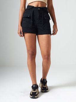 DOLCE CRUDO - Women's Black Flared Denim Shorts