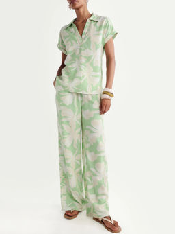 RAREISM - Floral Print Light Green Women's Trouser