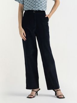 ELLE - Women Regular Fit Navy Blue Solid Pant
