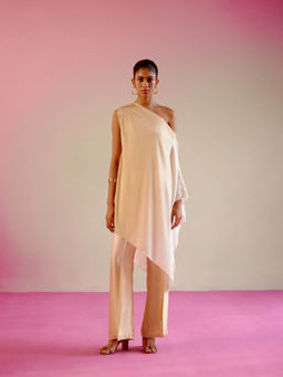 DRISHTI CHHABRAA - Champagne Ombre One Shoulder Co-ord (Set of 2)