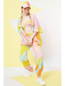Wendell Rodricks - Multi-Color Abstract Leaf Colorblock Co-Ord (Set of 3)