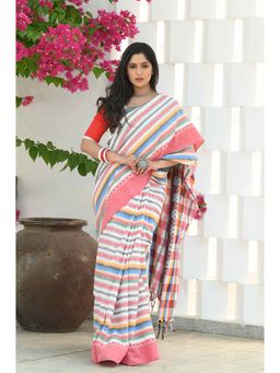 Beatitude - Multi-Color Cotton Handloom Saree with Unstitched Blouse
