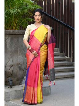 Beatitude - Multi-Color Tissue Silk Saree with Unstitched Blouse