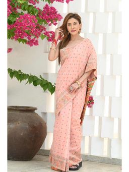 Beatitude - Pink Modal Silk Woven Saree with Unstitched Blouse